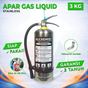 APAR Stainless 3 KG Isi Clean Agent Eco Liquid Gas - Full Set - Siap Pakai