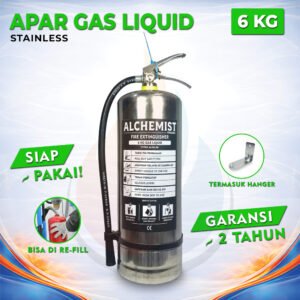 APAR Stainless 6 KG Isi Clean Agent Eco Liquid Gas - Full Set - Siap Pakai