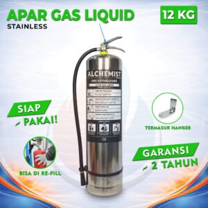 APAR Stainless 12 KG Isi Clean Agent Eco Liquid Gas - Full Set - Siap Pakai