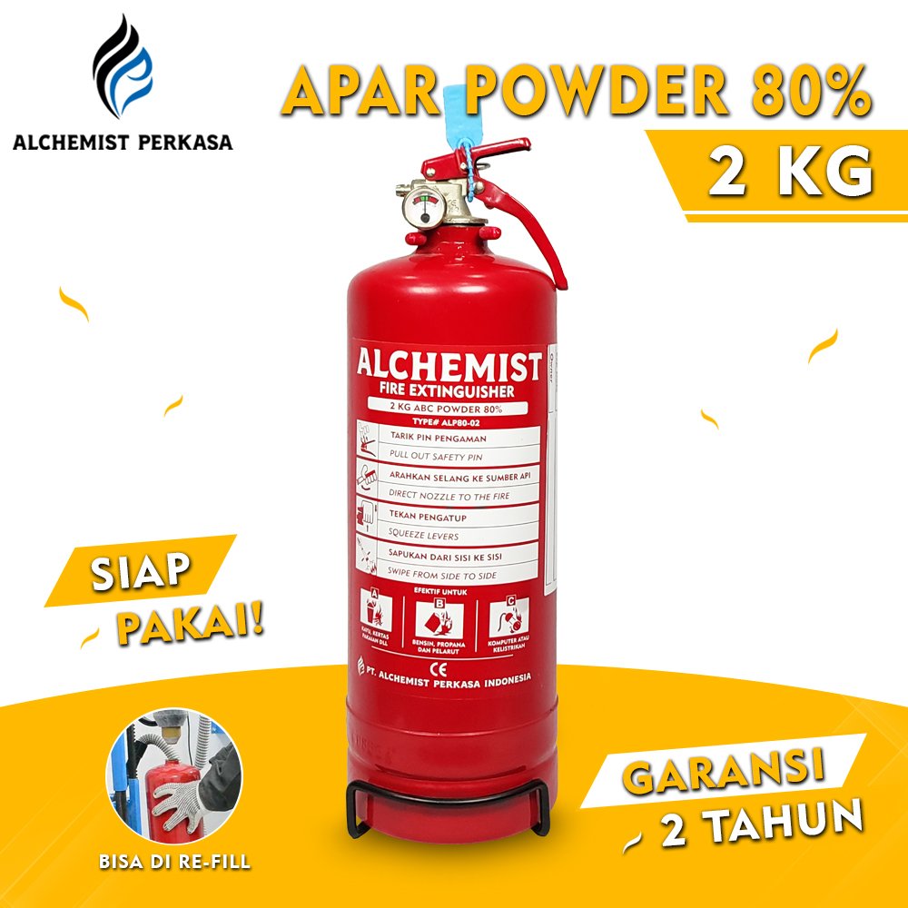 APAR 2 KG Isi ABC Powder 80% CE - Full Set - Siap Pakai