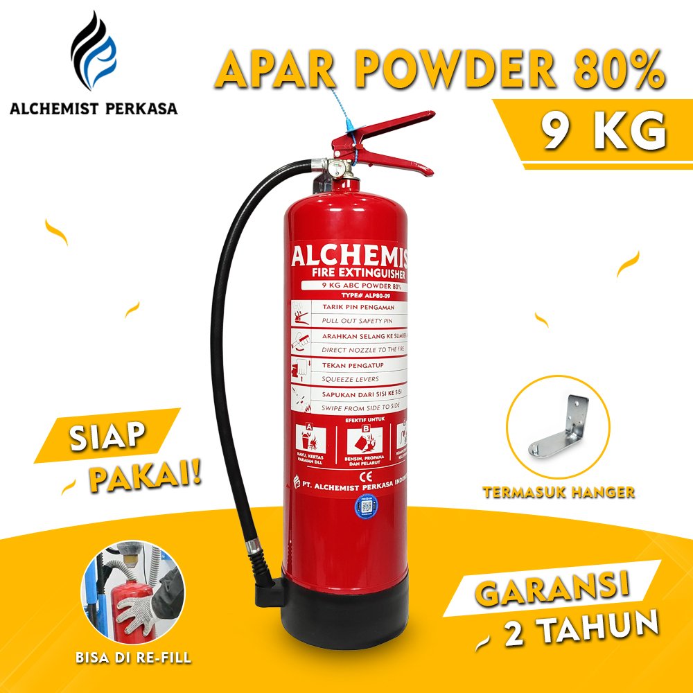 APAR 9 KG Isi ABC Powder 80% CE - Full Set - Siap Pakai
