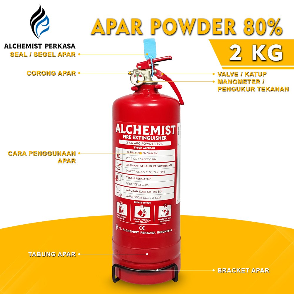 APAR 2 KG Isi ABC Powder 80% CE - Full Set - Siap Pakai - Gambar 4