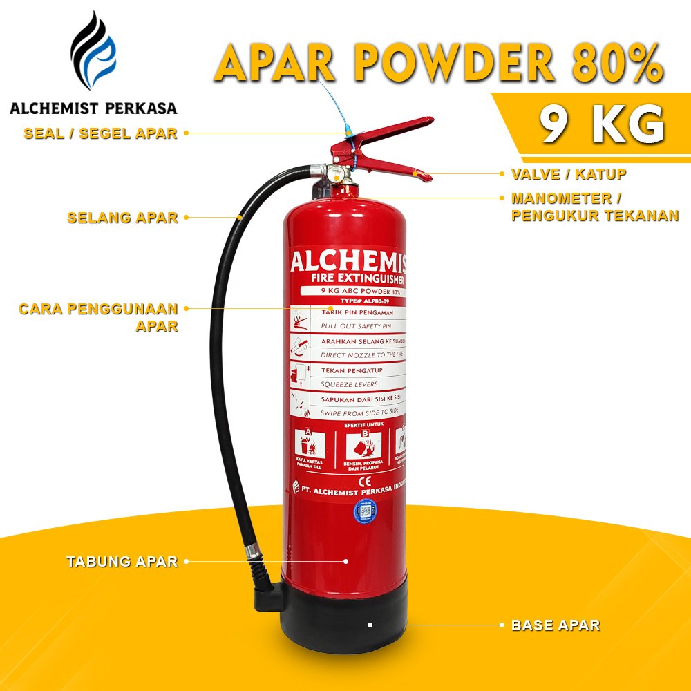 APAR 9 KG Isi ABC Powder 80% CE - Full Set - Siap Pakai - Gambar 4